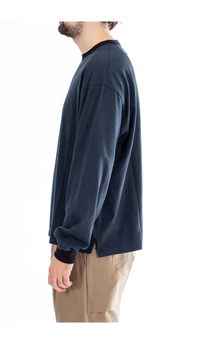 Rough Side Rough Side T-Shirt / Fine Stripe / Diepzee