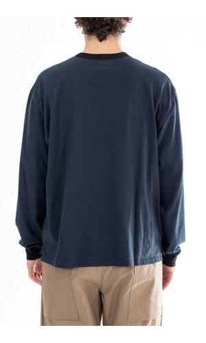 Rough Side Rough Side T-Shirt / Fine Stripe / Diepzee