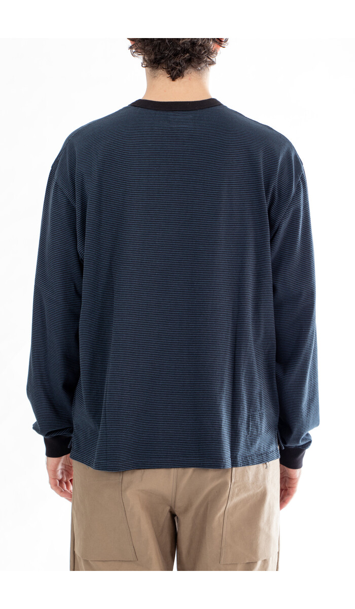Rough Side Rough Side T-Shirt / Fine Stripe / Diepzee