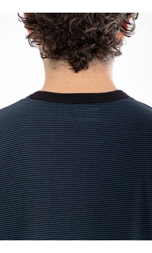 Rough Side Rough Side T-Shirt / Fine Stripe / Diepzee