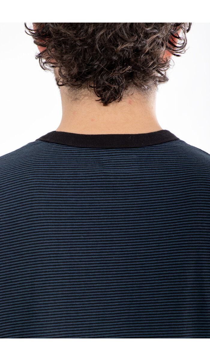 Rough Side Rough Side T-Shirt / Fine Stripe / Diepzee
