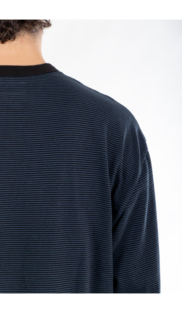 Rough Side Rough Side T-Shirt / Fine Stripe / Diepzee