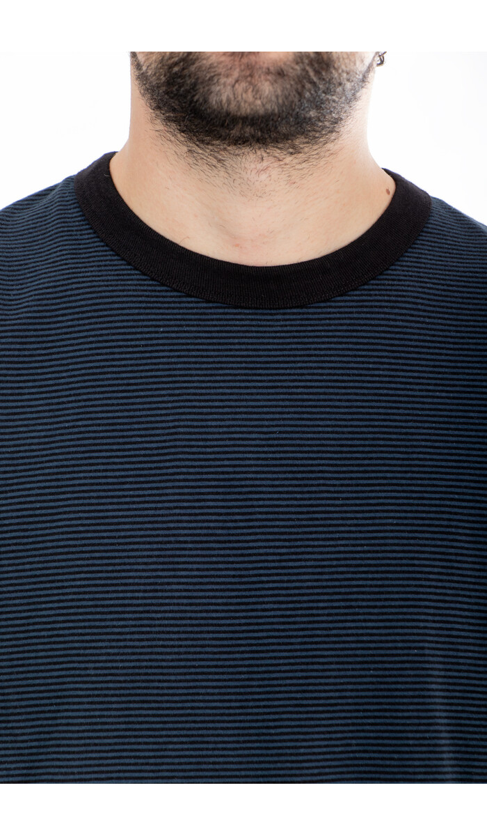 Rough Side Rough Side T-Shirt / Fine Stripe / Diepzee