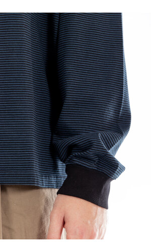 Rough Side Rough Side T-Shirt / Fine Stripe / Diepzee