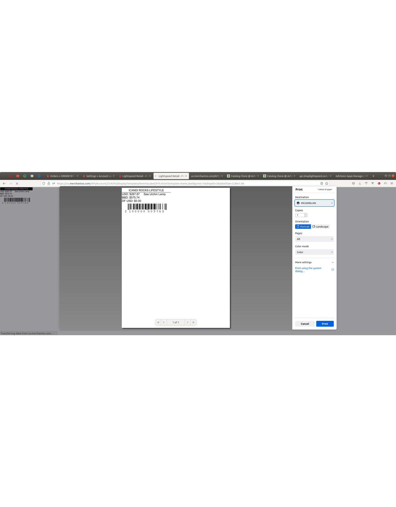 ABI Item C Color Matrix
