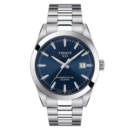 Tissot TISSOT Gentleman T1274071104100, staal/staal, automaat, blauwe wijzerplaat, saffierglas, 10 ATM