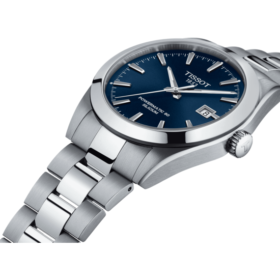 Tissot TISSOT Gentleman T1274071104100, staal/staal, automaat, blauwe wijzerplaat, saffierglas, 10 ATM
