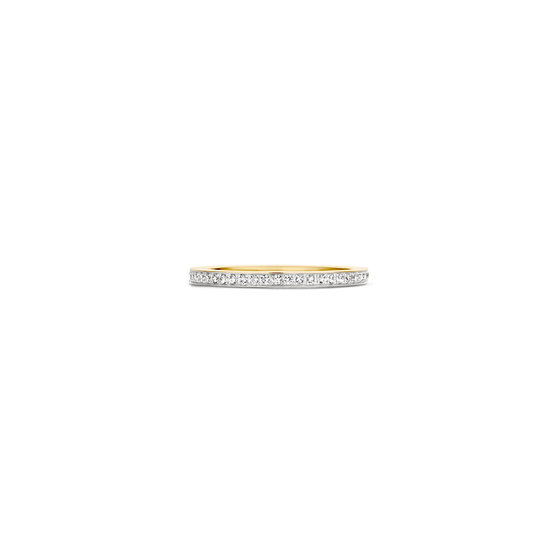 Blush BLUSH 14k geelgouden ring met één rij pavé gezette zirkonia's