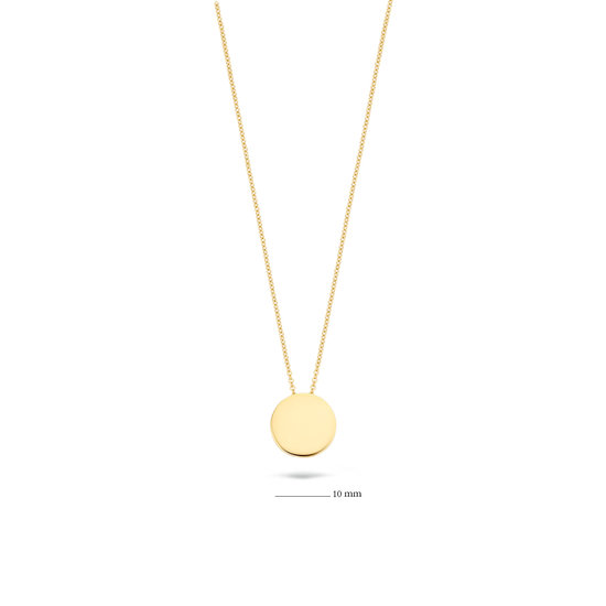 Blush BLUSH 14k Geelgouden collier, ankerschakel, met ronde graveerplaat als hanger 3080YGO (UITLOPEND)