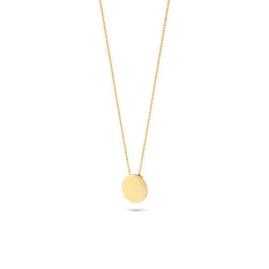 Blush BLUSH 14k Geelgouden collier, ankerschakel, met ronde graveerplaat als hanger 3080YGO (UITLOPEND)
