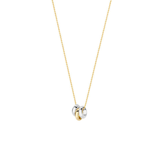 Blush BLUSH 14k. geelgouden fijn ankercollier met 3 losse ringetjes, bicolor, 3055BGO