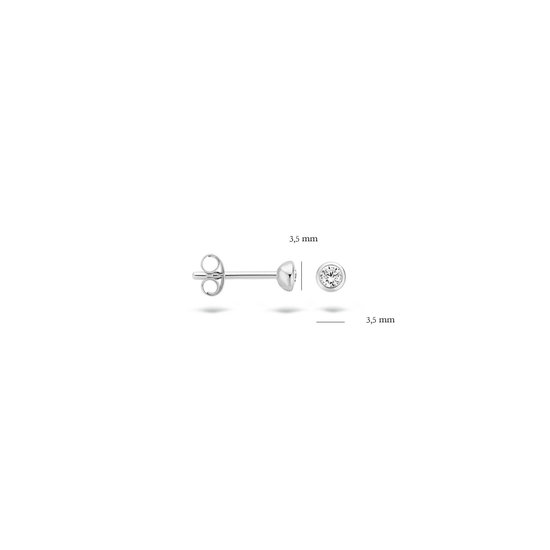 Blush BLUSH 7214WZI 14krt Witgouden oorknoppen gladde chaton met zirconia 3 mm(UITLOPEND)