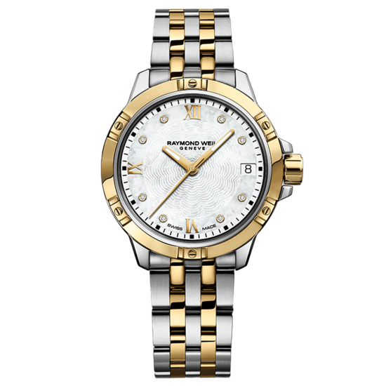 Raymond Weil Raymond Weil Tango 5960-STP-00995, dames, staal/bicolor, parelmoer wijzerplaat, diamanten index, saffier glas, 10 ATM.