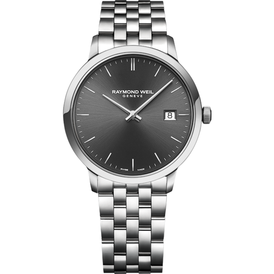 Raymond Weil Raymond Weil Toccata 5485-ST-60001, heren, staal/staal, staal grijze wijzerplaat, datum/3, saffier glas, 5ATM.