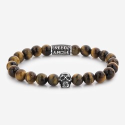 Rebel&Rose RR-SK005-S-M Skull mixed tiger eye