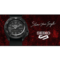 Seiko SEIKO 5 SPORTS Heren Automaat, staal/staal, blauwe wijzerplaat en blauw-rode lunette, 10Atm