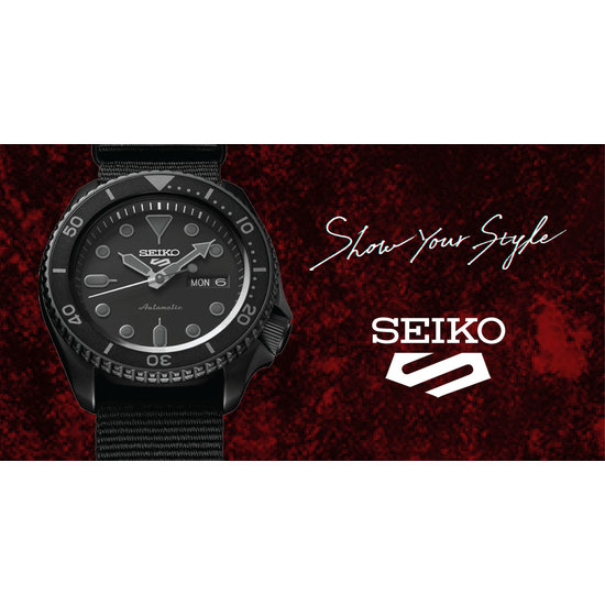 Seiko SEIKO 5 SPORTS Heren Automaat, staal/staal, blauwe wijzerplaat en blauw-rode lunette, 10Atm