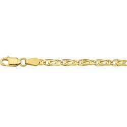 14 karaat geel gouden armband, fantasie valkoog, 19 cm.