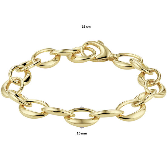 Collectie Milikan 14 karaat geelgouden armband 19 cm, ovale fantasieschakel 10 mm 1046565.