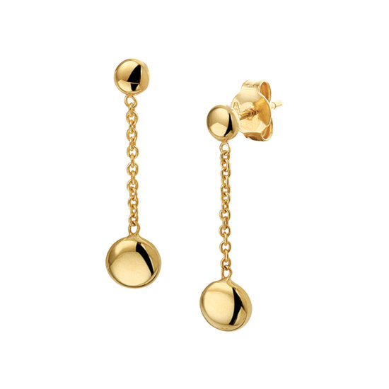 Collectie Milikan 14 karaat geelgouden oorknoppen met hanger platte bol aan ankerschakel 1045679.