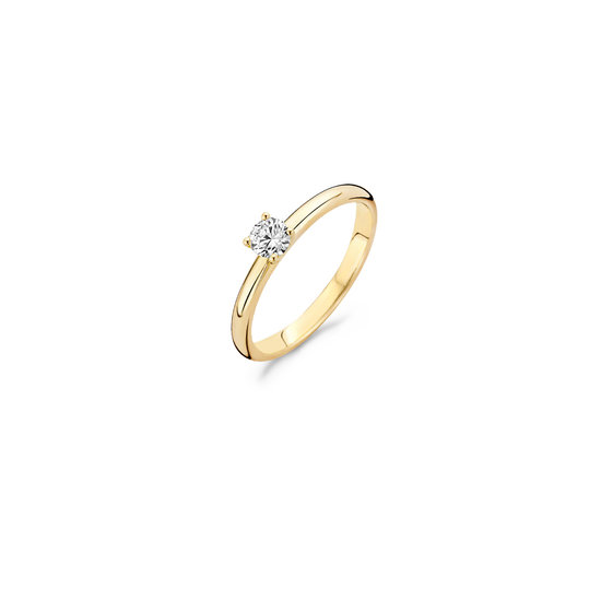 Blush BLUSH 14k. geelgouden ring 1132YZI, ronde scheen, met zirconia 3.5mm in 4-poots chaton