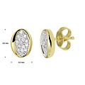 Collectie Milikan 14 karaat geelgouden oorknoppen, ovaal bezet met pave diamanten, totaal 2x0.08crt H/SI 1048139.