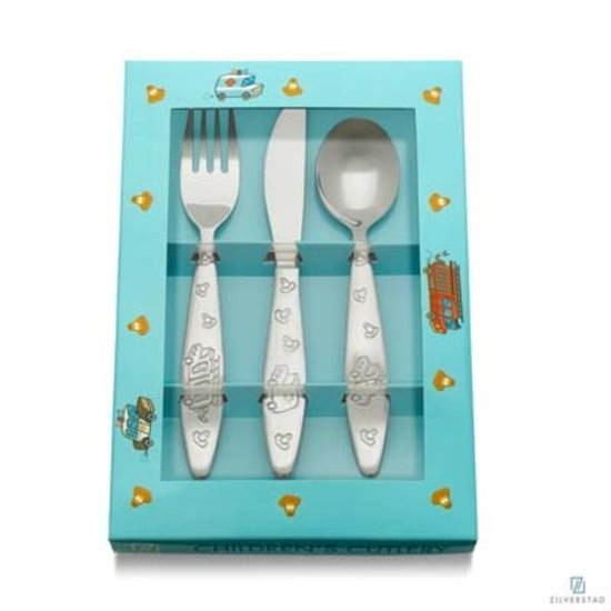 Zilverstad kinderbestek en spaarpotten Kinderbestek Hulpdiensten 3-delig 4252070