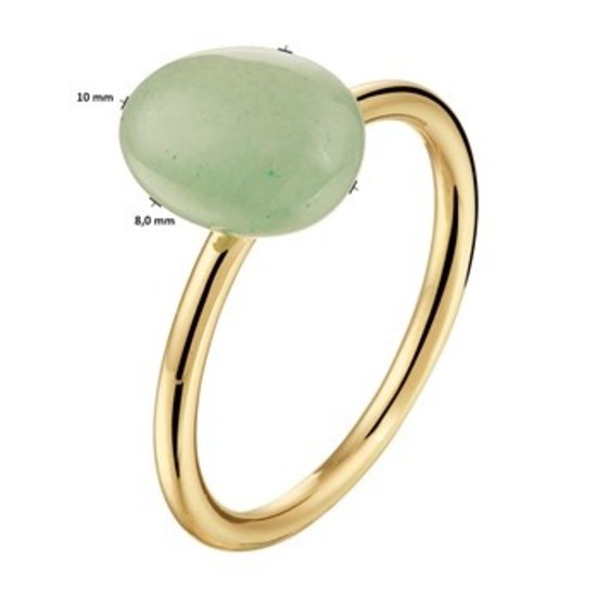 Collectie Milikan 14 karaat geelgouden ring, groene aventurijn, maat 17 3/4 1050075.