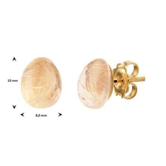 Collectie Milikan 14 karaat geelgouden oorknoppen met rutielkwarts 1050073.