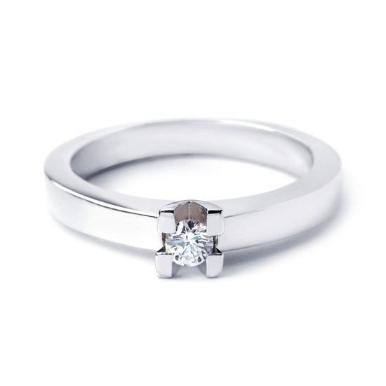 by R&C R&C Lifetime Collection Solitairs Roman ring RIN0012SWG, witgoud 0.06ct SI/R maat 54