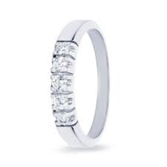 by R&C R&C Lifetime Collection Alliance Carole ring RIN1705-005W, witgoud 5x0.05ct P/W maat 16.5