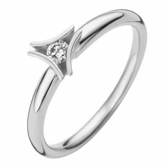 Moondrops Moondrops M017R10W14, Ring 14 karaat witgoud met 0.10 crt. diamant, maat 55