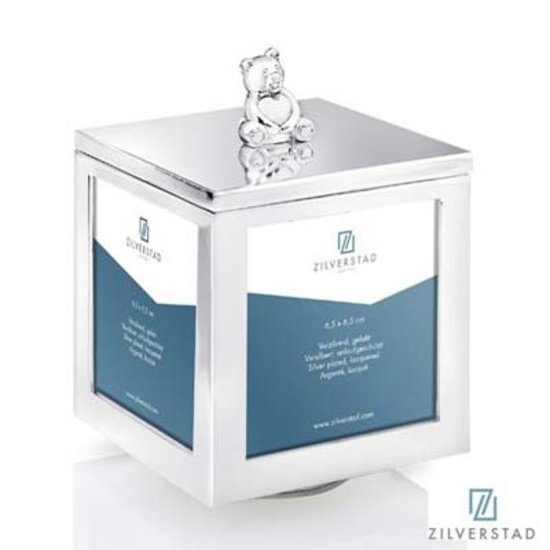 Zilverstad kinderbestek en spaarpotten Zilverstad 6161261 Fotodoos beer met hart met muziek, verzilverd.