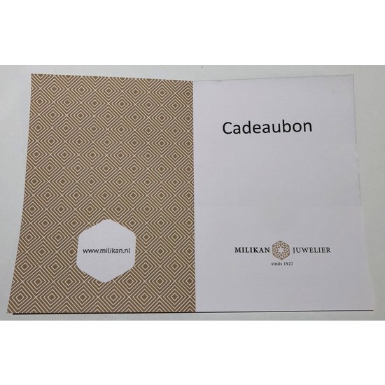 Collectie Milikan Cadeaubon Milikan Juwelier € 15,-