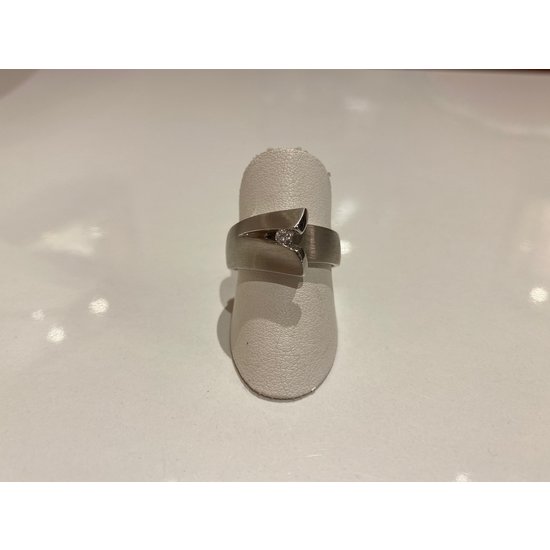 Breuning Breuning zilver gerhodineerde ring, fantasie, strak, mat/glans met zirkonia 44/84811