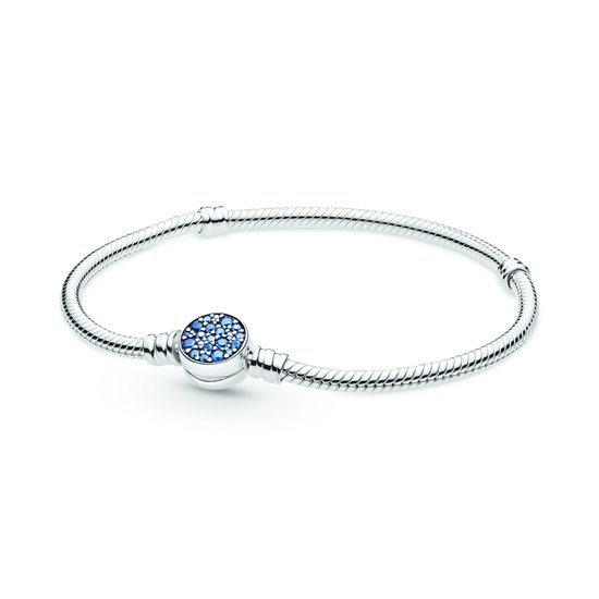 Pandora PANDORA Snake Chain armband 599288C01 Sparkling Blue Disc Clasp
