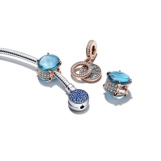 Pandora PANDORA Snake Chain armband 599288C01 Sparkling Blue Disc Clasp