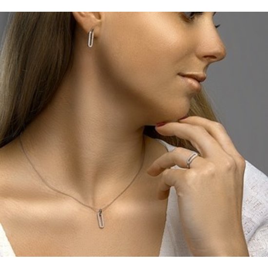 Collectie Milikan Zilveren  gerhodineerde  hanger met pavé zirkonia rij  1049761