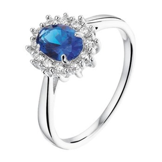 Collectie Milikan Zilveren gerhodineerde ring met synthetische saffier 1049752
