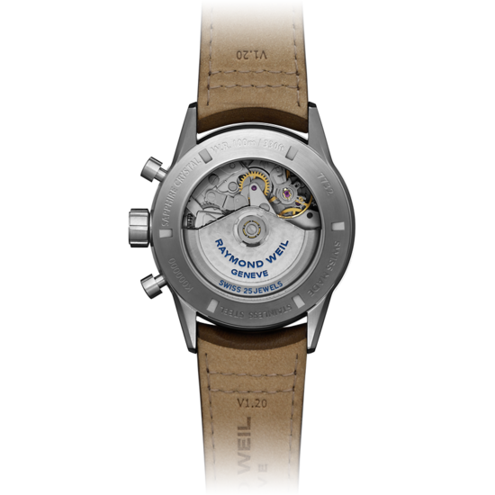 Raymond Weil Raymond Weil Freelancer 7732-TIC-50421, chronograaf automaat, heren staal/leer bruin, blauwe wijzerplaat, 10 ATM.