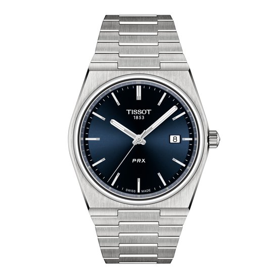 Tissot TISSOT PRX T137.410.11.041.00 | 40mm staal/staal, quartz, blauwe wijzerplaat, datum, 10ATM