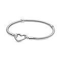 Pandora PANDORA 599539C00 Snake chain sterling silver bracelet with heart clasp, Pandora Moments Snake Chain Armband met Hartsluiting