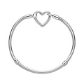 Pandora PANDORA 599539C00 Snake chain sterling silver bracelet with heart clasp, Pandora Moments Snake Chain Armband met Hartsluiting