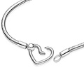Pandora PANDORA 599539C00 Snake chain sterling silver bracelet with heart clasp, Pandora Moments Snake Chain Armband met Hartsluiting
