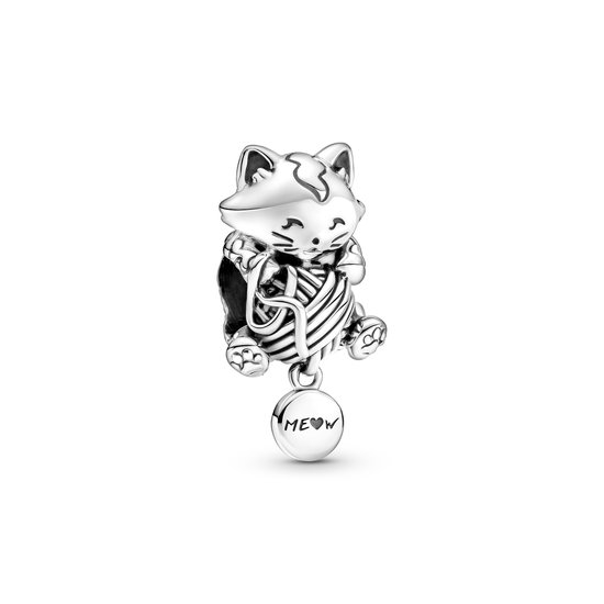 Pandora PANDORA 799535C00 Kitten and yarn ball silver charm, Kitten & Bol Wol Bedel