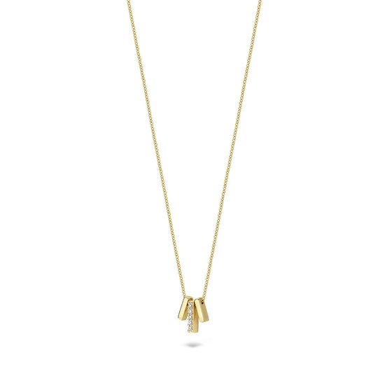 Blush BLUSH 14krt Geelgouden collier met 3 staafjes, 1 met zirconia's, 3122YZI