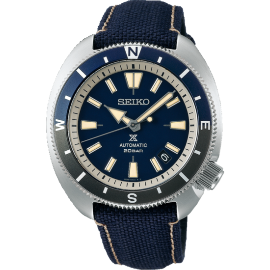 Seiko Seiko SRPG15K1 Prospex Automaat, staal/nylon, blauwe wijzerplaat,  datum. 20 ATM.