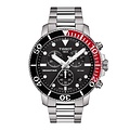 Tissot TISSOT SEASTAR T1204171105101 Heren Chronograaf, staal/staal, quartz, zwarte wijzerplaat, saffier glas, 30Atm
