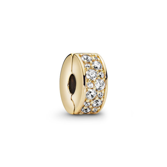 Pandora PANDORA 768658C01 14k Gold-plated clip, Clear pavé clipbedel met siliconen grip