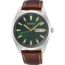 Seiko Seiko Herenhorloge SUR449P1 Staal/leer bruin, rond 40 mm, groene wijzerplaat, saffier glas, dag-datum3, 10ATM.